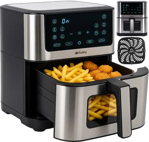 Фритюрник с горещ въздух Air Fryer Ruhhy 8L — Безмаслен фритюрник с 10 програми и LED сензорен екран
