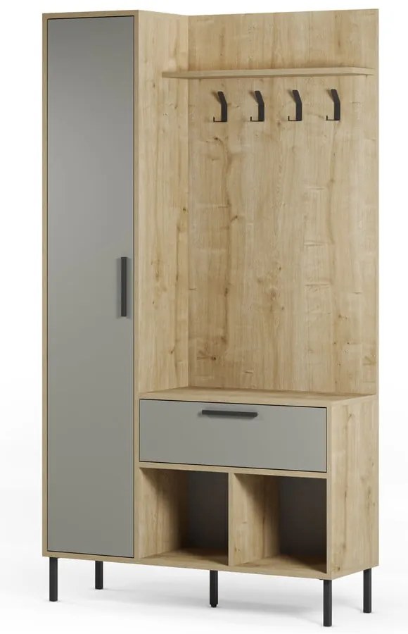 Зелено-естествен комплект за коридор от декор от дъб 108x195x35 cm Heidy – Marckeric