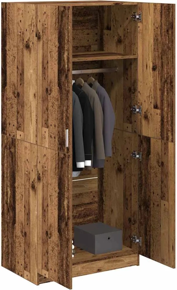 855882 vidaXL Гардероб, старо дърво, 80x52x180 см, ПДЧ