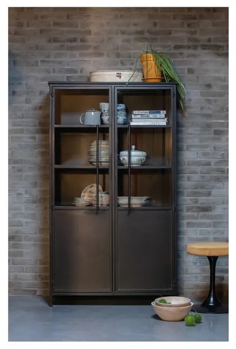 Черна метална витрина 99x170x44 cm Exhibit – WOOOD