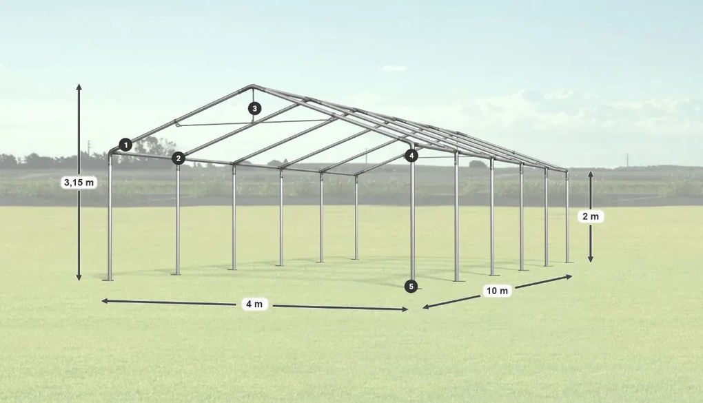 Парти шатрата 4x10x2m Comfort PE 240g Summer