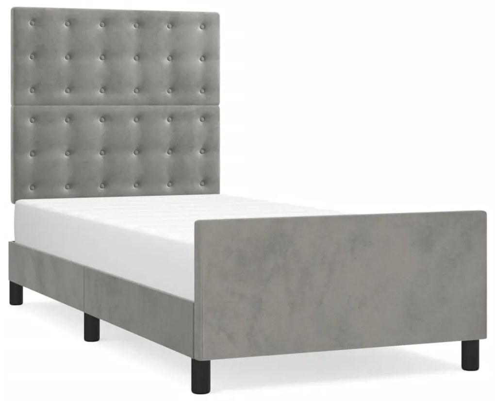 3125977 vidaXL Рамка за легло без матрак, светлосива, 90x200 см, кадифе