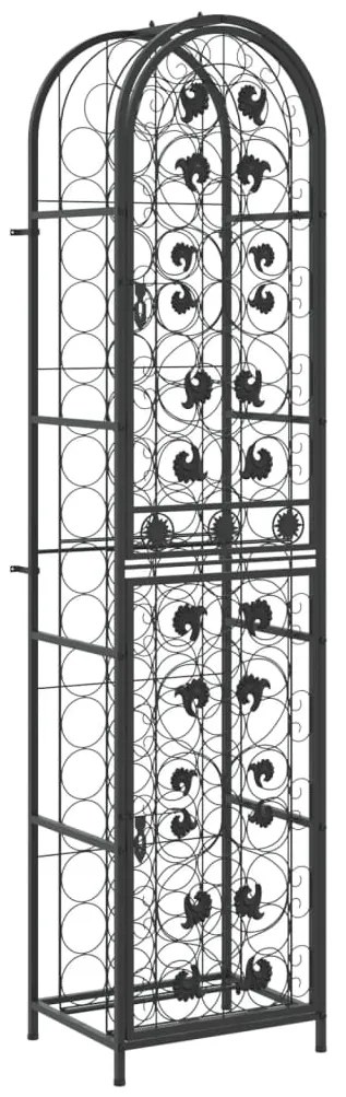 358371 vidaXL Поставка за вино за 73 бутилки черна 45x36x200 см ковано желязо