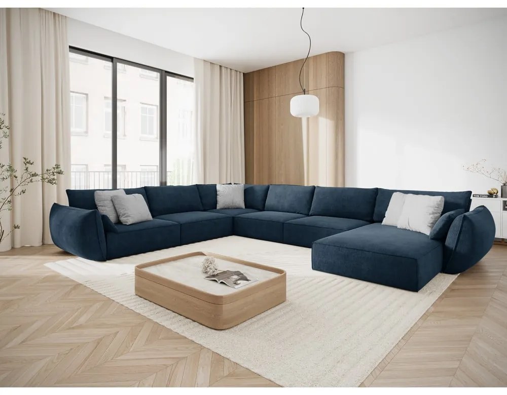 Тъмносин ъглов диван (ляв ъгъл) Vanda - Mazzini Sofas