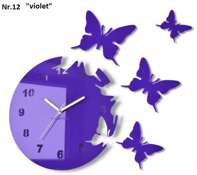 Самозалепващ се стенен часовник с мотив на пеперуда Злато