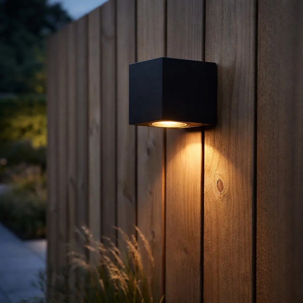 Модерна стенна лампа черна GU10 50mm IP44 - Baleno