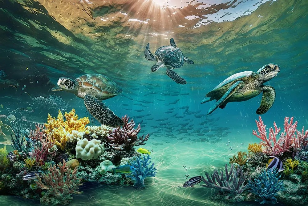 Фототапет Морски свят с костенурки