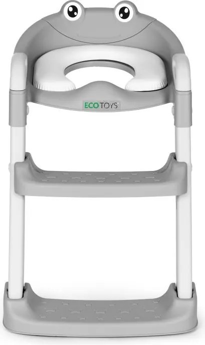 Детска тоалетна седалка ECOTOYS сива със стъпала и стълба
