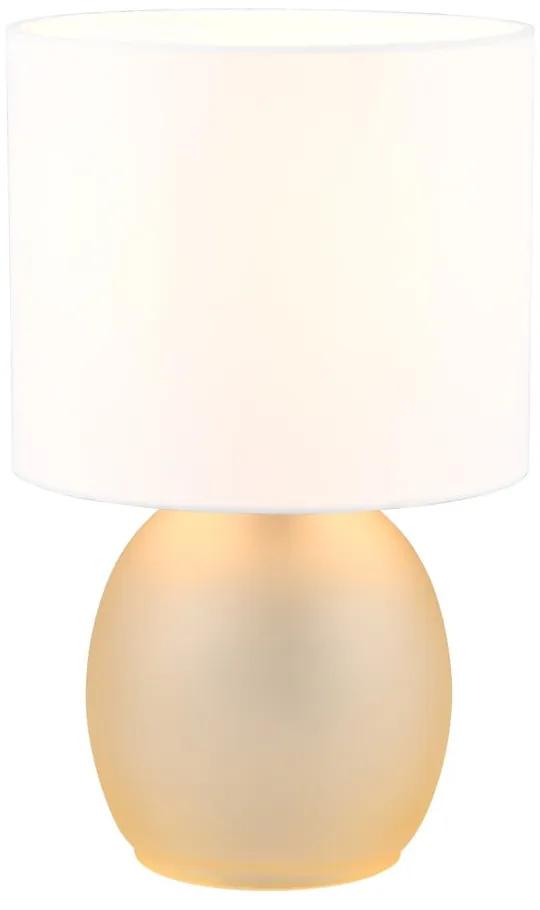 Настолна лампа в бяло и златисто с текстилен абажур (височина 29 cm) Vela - Trio
