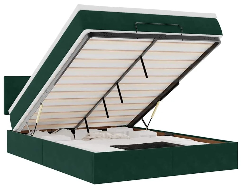 3311708 vidaXL Османско легло с матрак Тъмнозелено 140x200cm кадифе