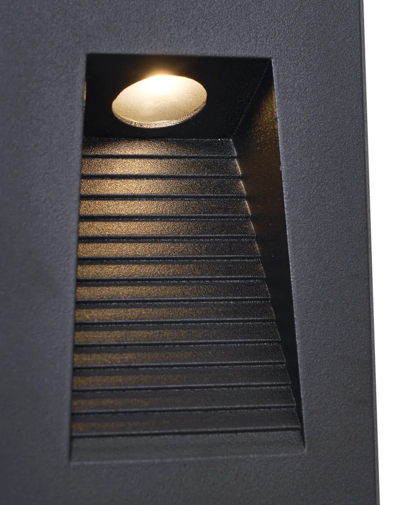 Модерна вградена стенна лампа черна 7cm с LED IP65 - Trem