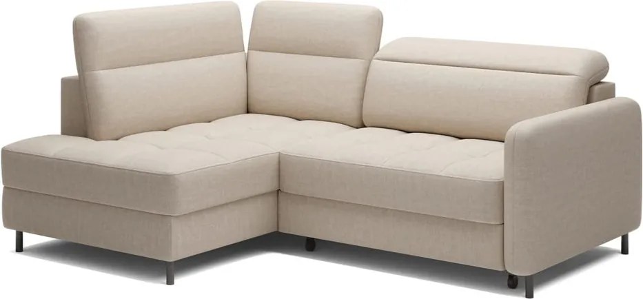 Бежов кадифен разтегателен ъглов диван с място за съхранение (ляв ъгъл L форма) Barea – ELTAP