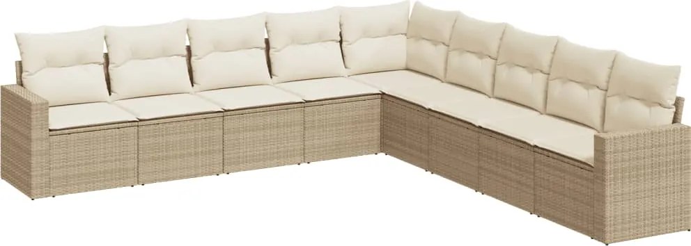 3219078 vidaXL Градински комплект диван с възглавници 9 части бежов полиратан