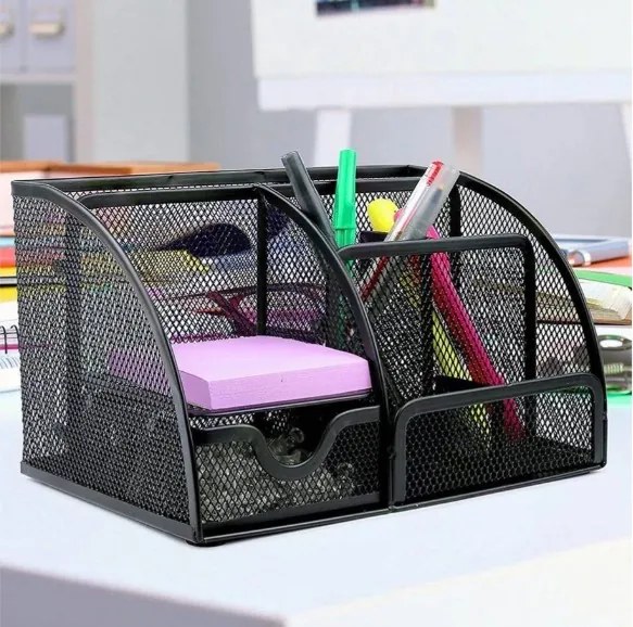 Органайзер за бюро с чекмеджета,  6 места за съхранение Maaleo, Настолен моливник метал мрежа