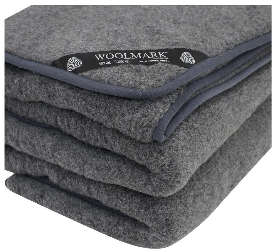 Тъмносиво одеяло от мериносова вълна Одеяло, 135 x 200 cm - Native Natural