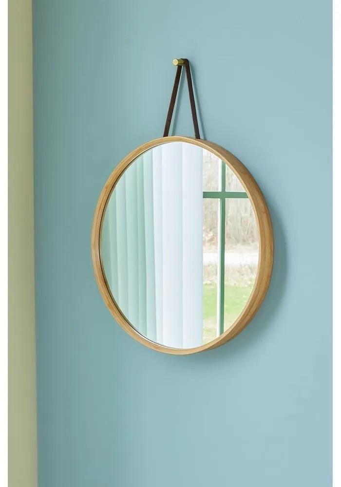 Стенно огледало с бамбукова рамка ø 60 cm Mood - Hübsch