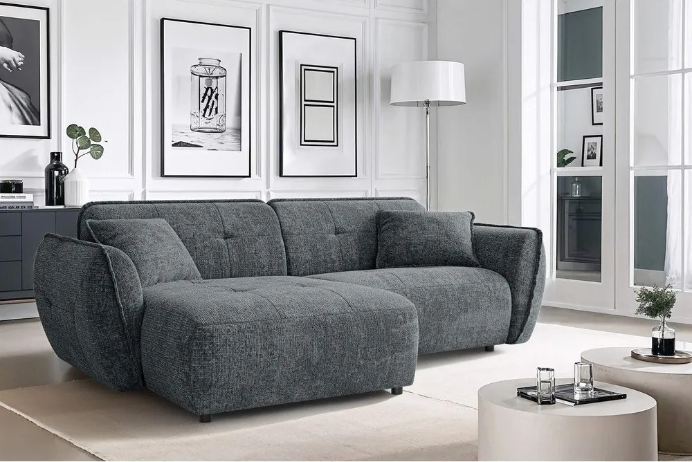 Тъмносив шенилов ъглов диван (ляв ъгъл) Nelia – Ropez