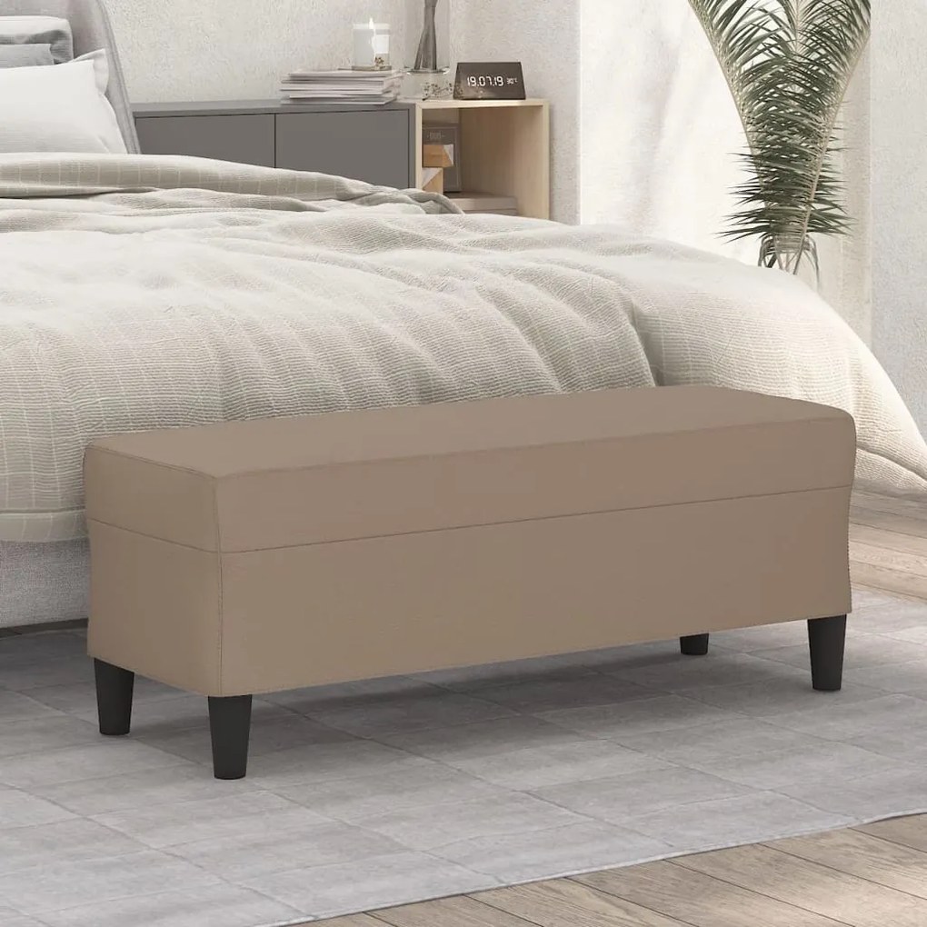 349420 vidaXL Пейка, капучино, 100x35x41 см, изкуствена кожа