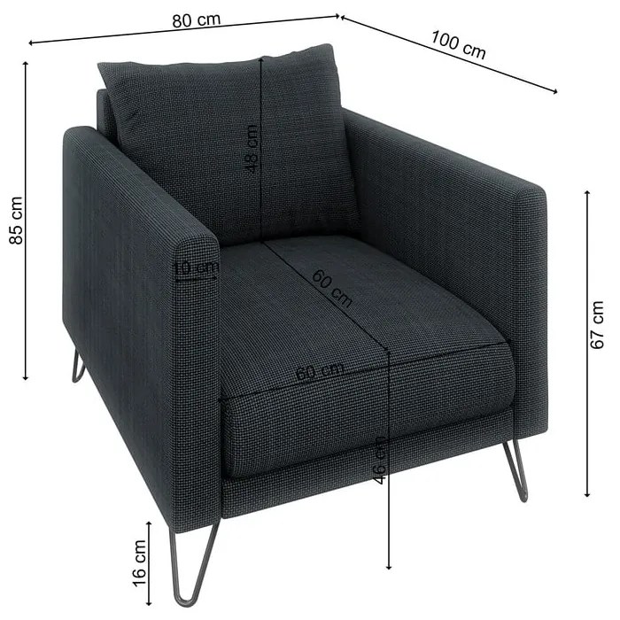 Тъмносиво шенилово кресло Freya – Ropez