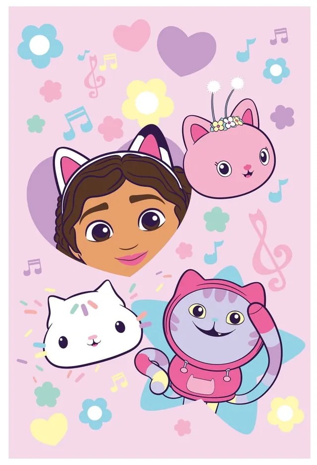 Розово детско одеяло от флийс 100x150 cm Gabby´s Dollhouse "Music" – Jerry Fabrics