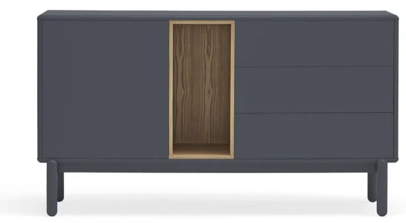 Тъмно сив нисък скрин с чекмеджета 137x76 cm Corvo - Teulat