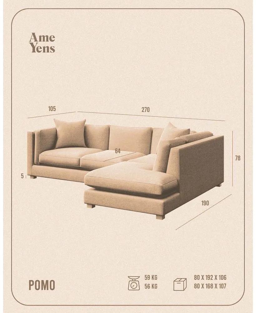 Светлосив ъглов диван (ляв ъгъл) Pomo - Ame Yens