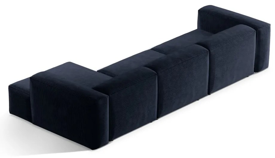 Тъмносин ъглов диван от рипсено кадифе (десен ъгъл) Bergamo – Cosmopolitan Design