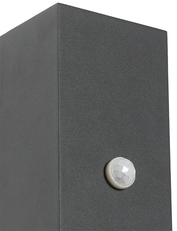 Стенна лампа тъмно сива с 2 лампи IP44 с датчик за движение - Baleno