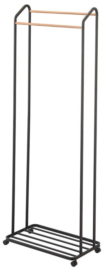 Черна метална стойка за дрехи на колелца Tower – YAMAZAKI