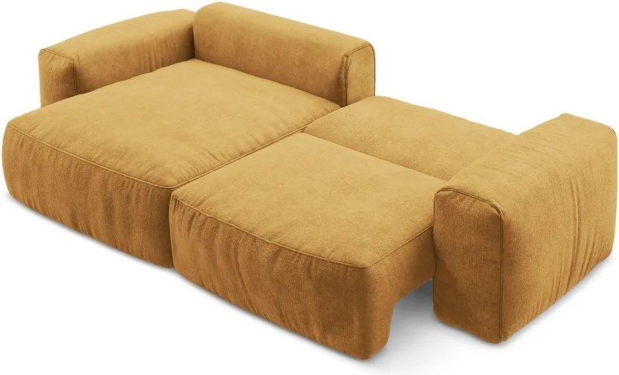 Шенилов сгъваем ъглов диван в цвят горчица (ляв ъгъл) Kuki – Makamii