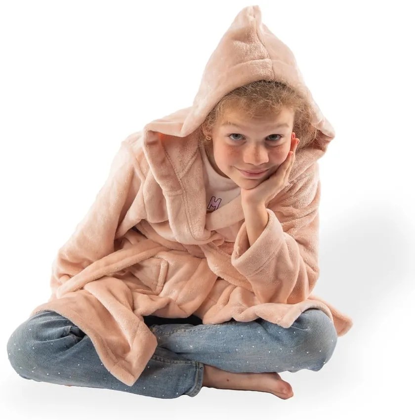 Розова детска хавлия размер 122-128 от микроплюш Delux – Tiseco Home Studio