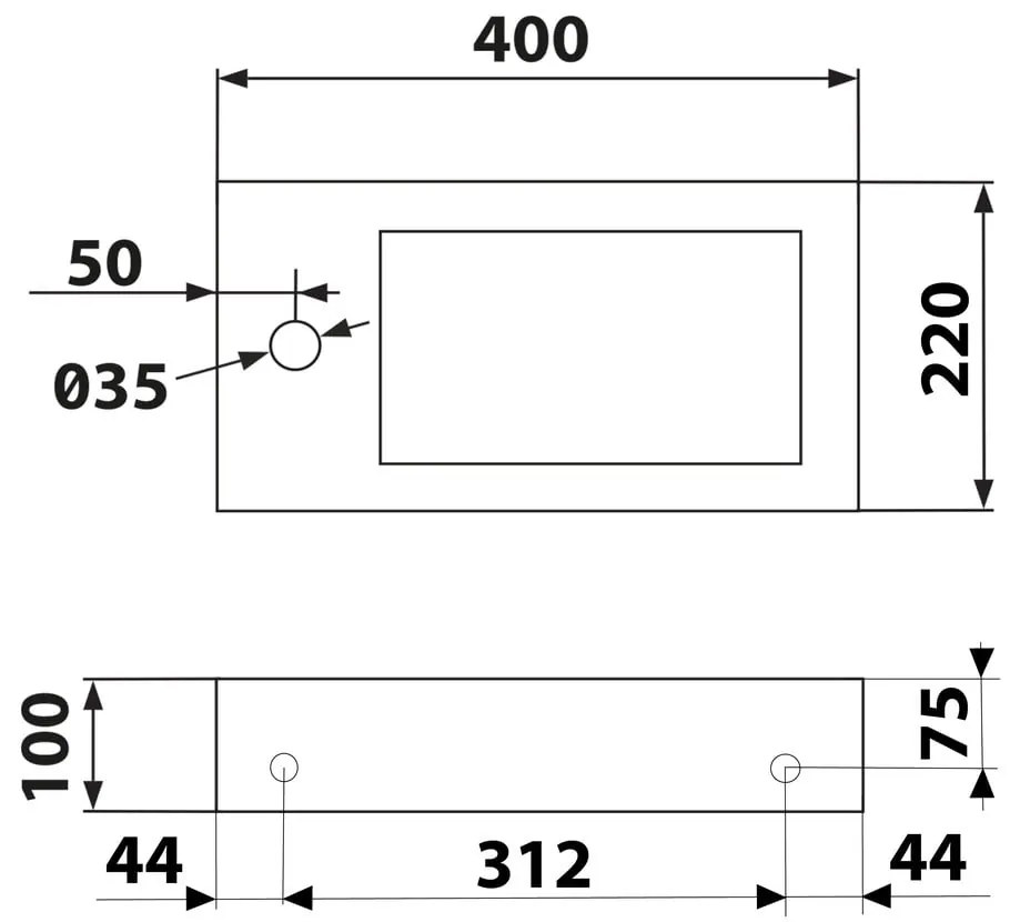 Черен каменен малък умивалник 40x22 cm Blok – Sapho
