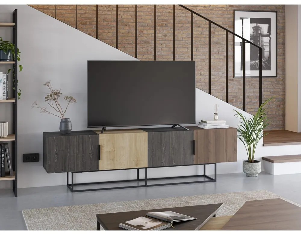 Масичка за телевизор с дъбов декор в естествен цвят 200x55 cm Titan - Marckeric