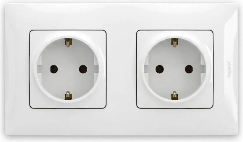 Legrand - Двойна домашна SCHUKO контактна розетка с рамка NILOE 250V бяла