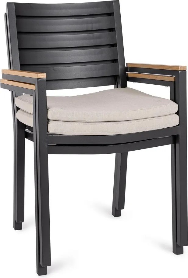 Антрацитен метален градински стол Henna – Bizzotto