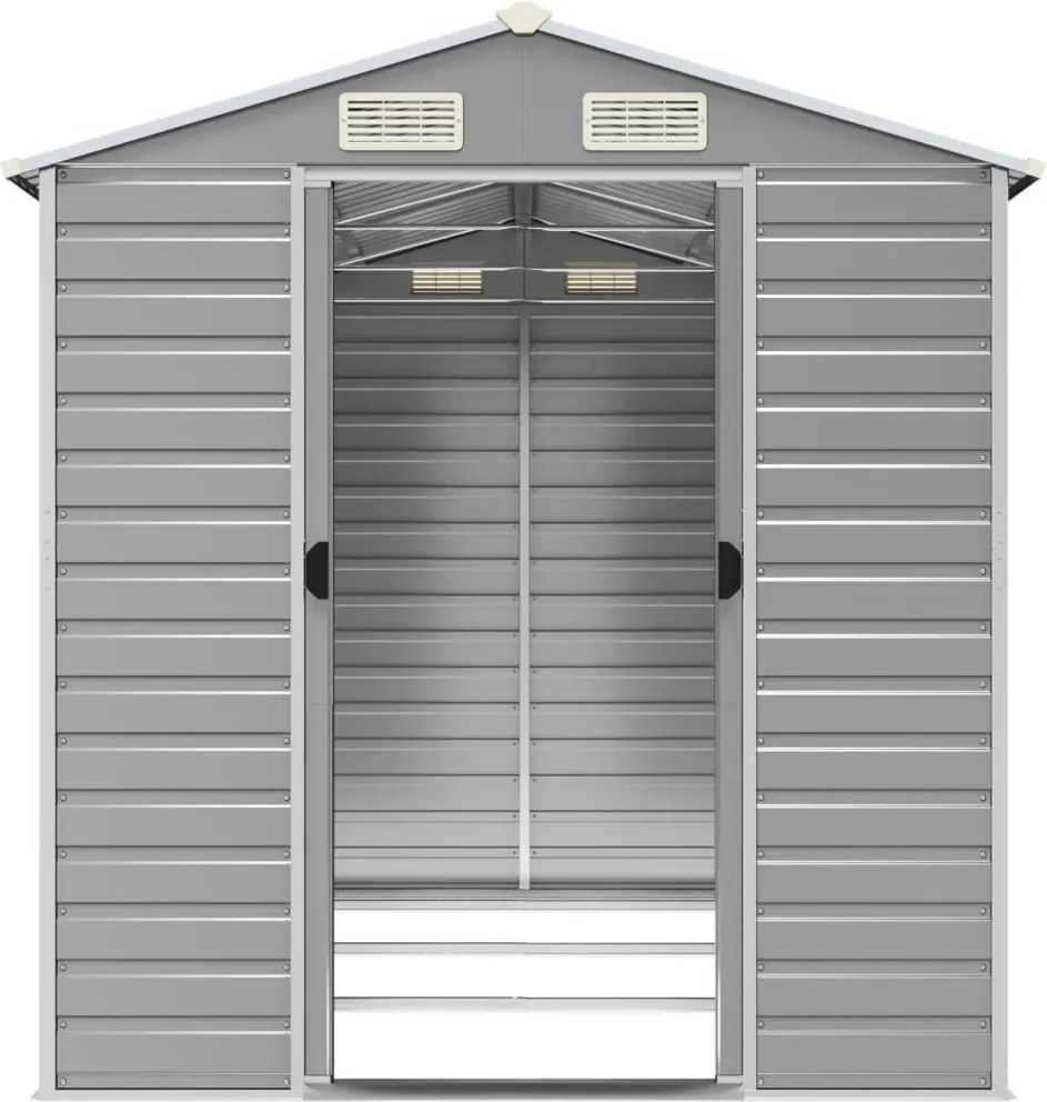 Градинска барака светлосива 191x300x198 см поцинкована стомана