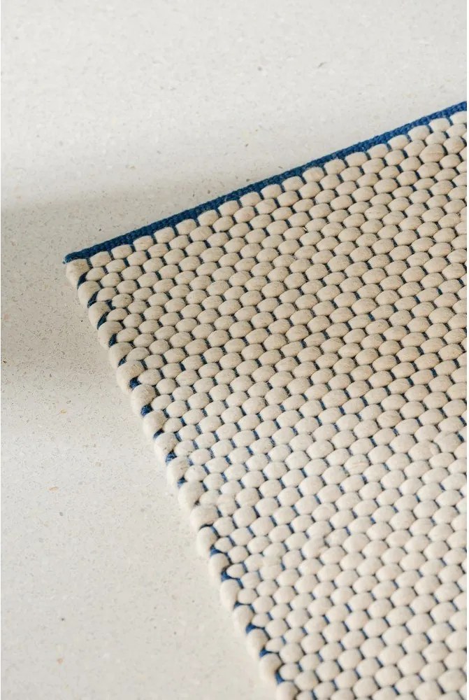 Син/бежов ръчно изработен вълнен килим 200x300 cm Lenu – noo.ma