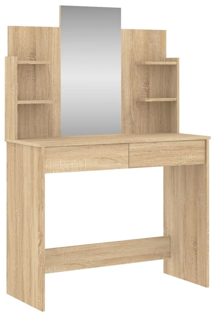 837576 vidaXL Тоалетка с огледало, дъб сонома, 96x39x142 см