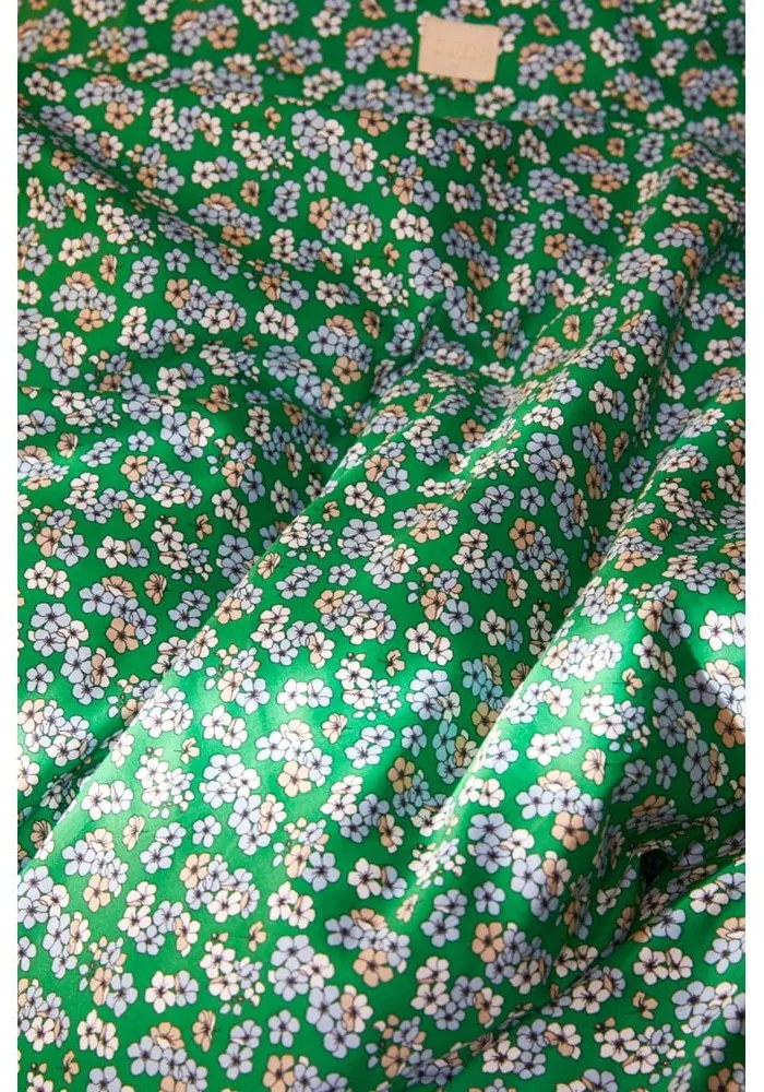 Зелено памучно спално бельо от сатен за единично легло 140x200 cm Pleasantly - JUNA