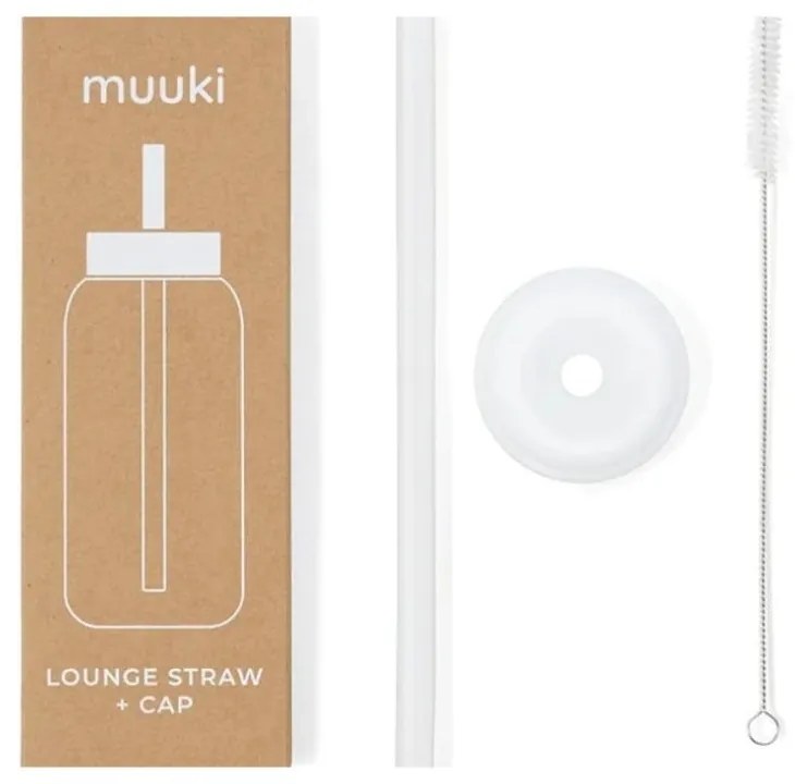 Силиконова сламка с четка за почистване и капак Clear – Muuki