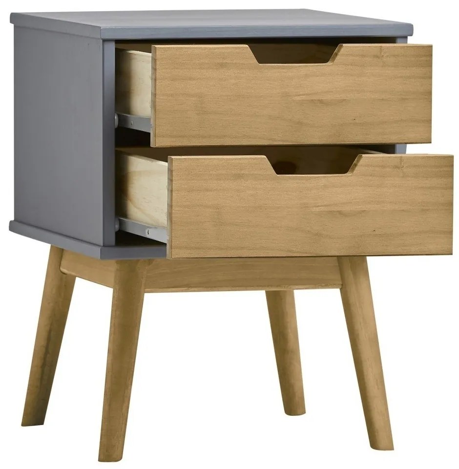 Сиво-кафяво нощно шкафче, изработено от масивна борова дървесина Baku - Marckeric