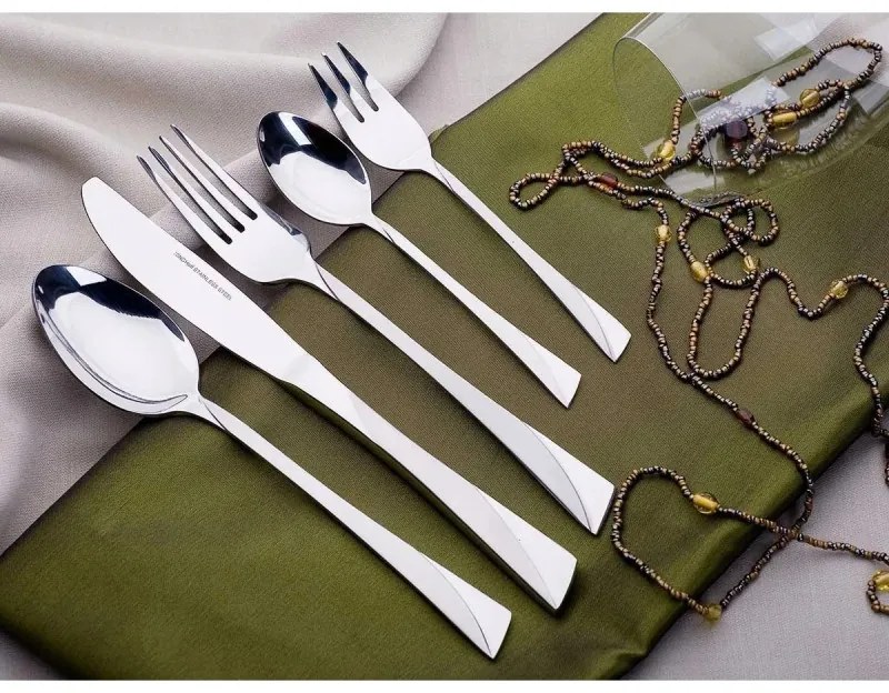 Комплект 30 бр прибори за хранене Kinghoff KH 1454, За 6 човека, Неръждаема стомана, Сребрист