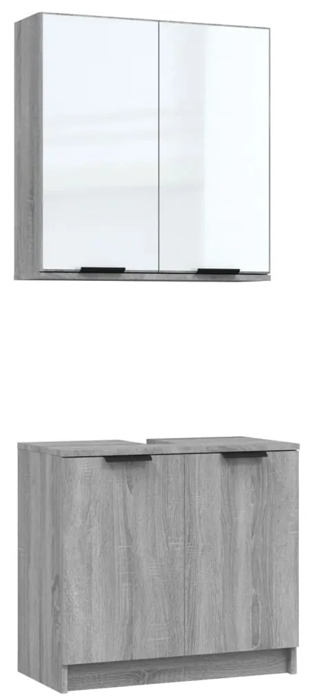 3115866 vidaXL Комплект шкаф за баня от 2 части, сив сонома, инженерно дърво