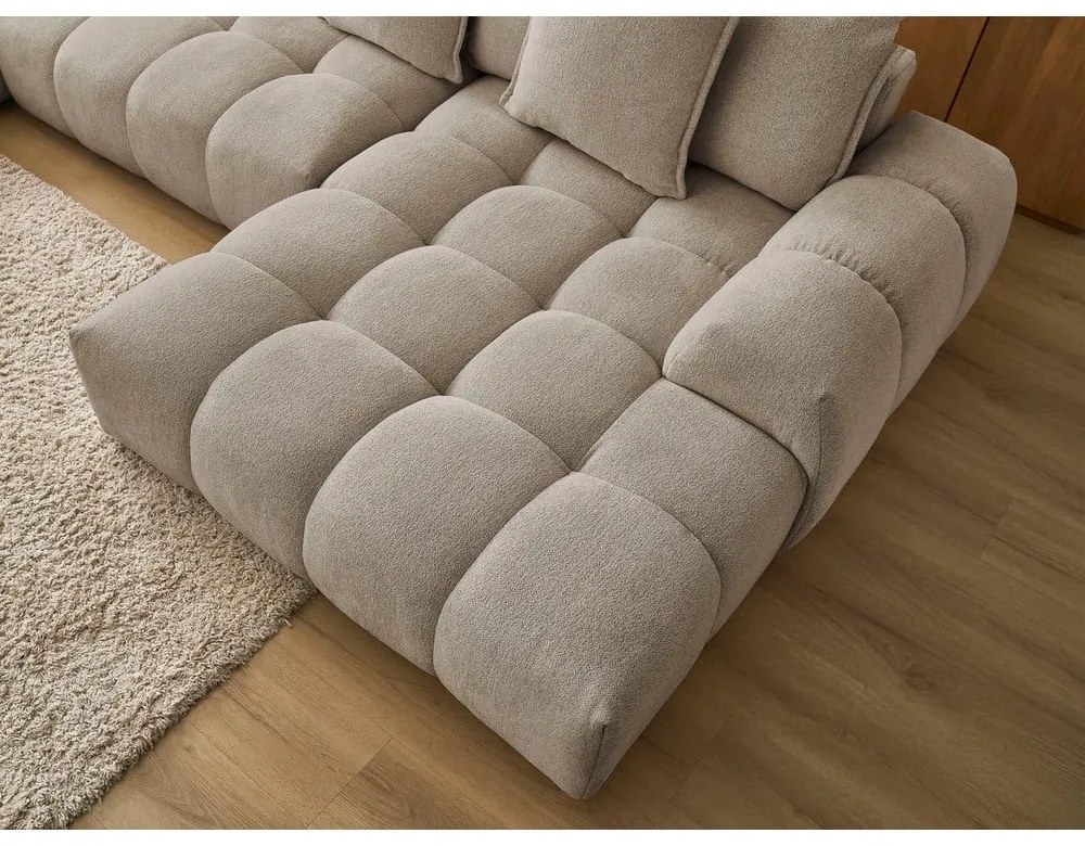 Кафяво-сив шенилов сгъваем/с място за съхранение ъглов диван (ляв ъгъл/U форма) Everest – Bobochic Paris