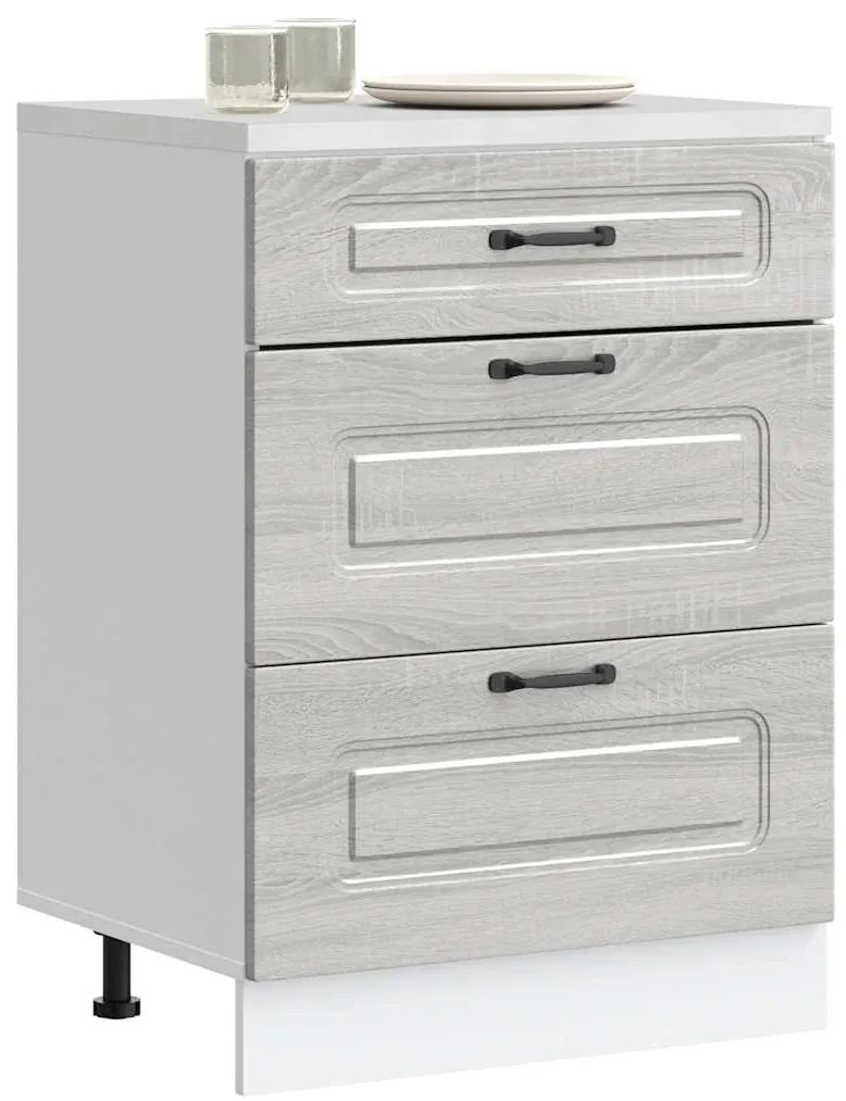 854285 vidaXL Кухненски шкаф, "Kalmar", сив сонома, инженерно дърво