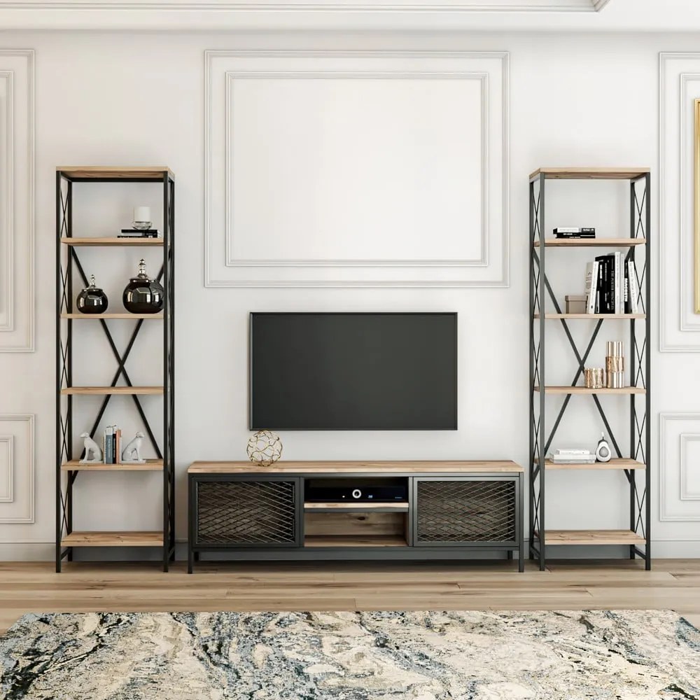 Антрацитен/натурален шкаф за телевизор 150x47 cm Maxim - Kalune Design