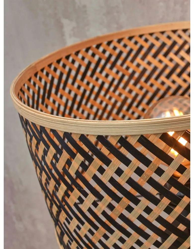 Настолна лампа с абажур от бамбук в черен и естествен цвят (височина 38 см) Java - Good&amp;Mojo
