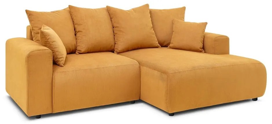 Кадифен ъглов диван в цвят жълта охра Enjoy – Bobochic Paris
