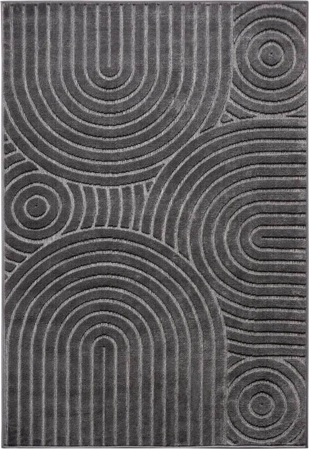 Антрацитен килим 67x120 cm Iconic Wave - Hanse Home