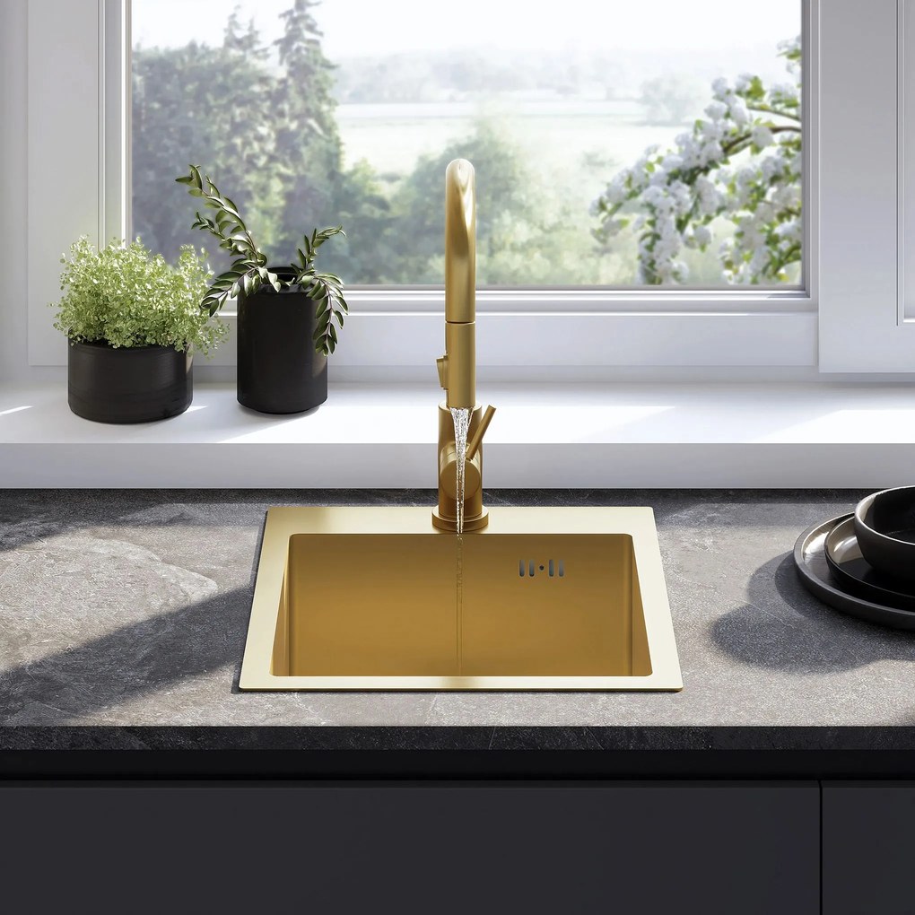 Стоманена мивка Leo 40 BRUSH GOLD